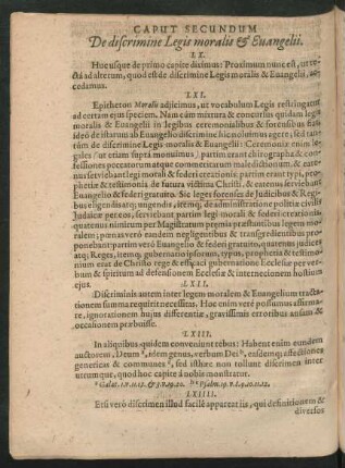 Caput Secundum De discrimine Legis moralis & Evangelii.