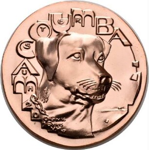 Einseitige Medaille von Victor Huster auf den Hund des Künstlers