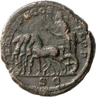 As des Elagabal mit Darstellung des Kaiser in Quadriga