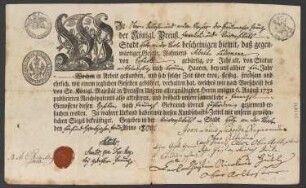 Urkunde (Zeugnis) für Sebald Ledermann vom 25.01.1800