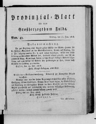 Num. 49., Ausgabe vom 25. Juni 1816