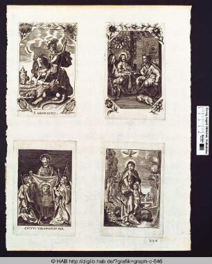 unten rechts: Maria und Christus auf einem Schlangenwesen stehend.
