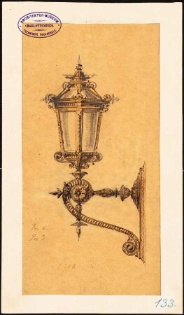 Neues Theater (Oper), Frankfurt/Main: 2-armiger Kandelaber vor dem Theater: Detail 1:10