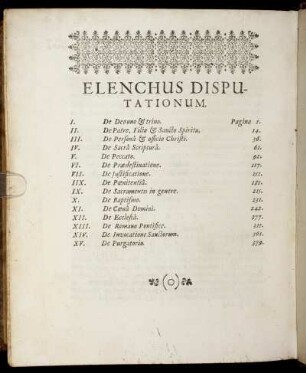 Elenchus Disputationum.