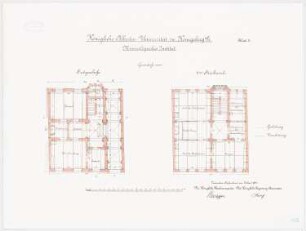 Mineralogisches Institut der Albertus-Universität Königsberg: Grundriss EG, 1. OG 1:100