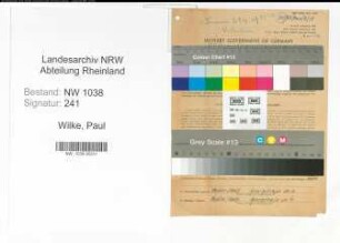 Entnazifizierung Paul Wilke , geb. 10.02.1895 (Reichsbahner)