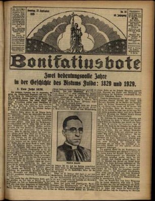 Erste Ausgabe vom Sonntag, den 22. September 1929.