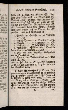 215-225, 4. Das Silber-Gewicht ist von dem gemeinen wenig unterschieden ...