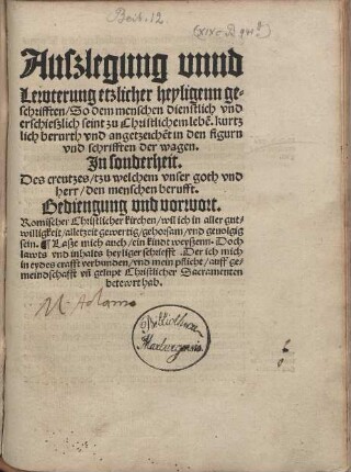 [Auslegung und Leuterung etlicher heiliger Schriften]