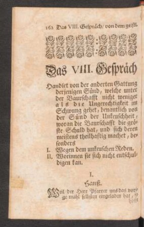 Das VIII. Gespräch
