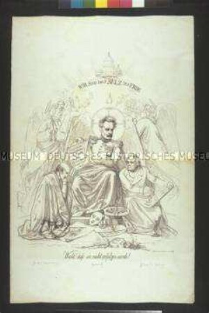 Karikatur auf den preußischen Gesandten und Abgeordneten Joseph von Radowitz und die katholische Rechte in der Frankfurter Nationalversammlung