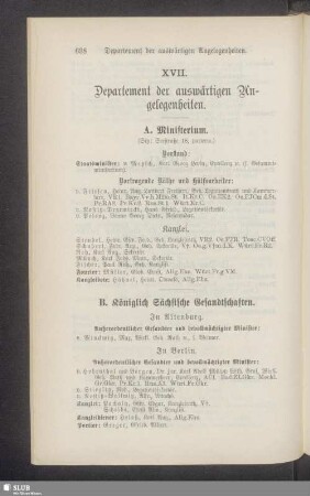 XVII. Departement der auswärtigen Angelegenheiten