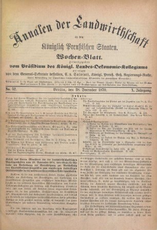 No. 52. Berlin, den 28. December 1870. X. Jahrgang.