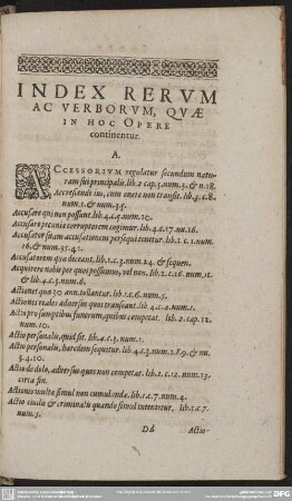 Index Rerum Ac Verborum, Quae In Hoc Opere continentur