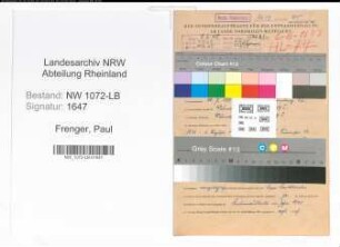 Entnazifizierung Paul Frenger , geb. 30.07.1903 (Wirt)