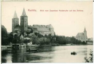 Rochlitz. Blick über die Mulde auf das Schloss