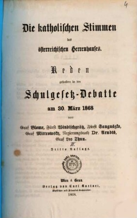 Katholische Stimmen aus Österreich, 1,4