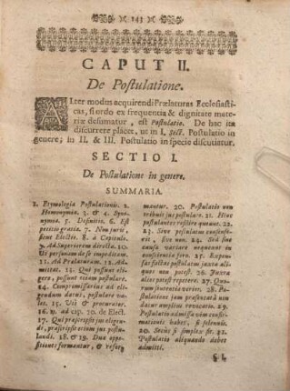Sectio I. De Postulatione in genere.