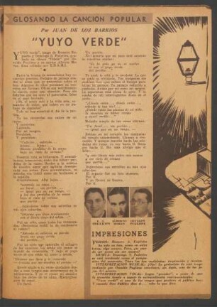 "Yuyo verde" : Glosando la canción popular