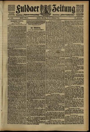 Erste Ausgabe vom Montag, den 28. Oktober 1912.