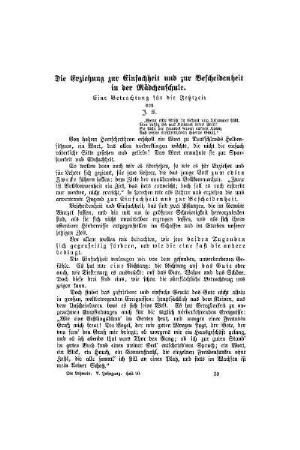 Die Erziehung zur Einfachheit und zur Bescheidenheit in der Mädchenschule : eine Betrachtung für die Jetztzeit