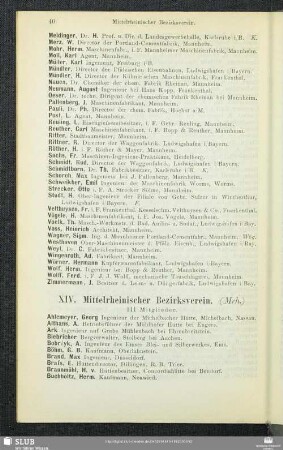 XIV. Mittelrheinischer Bezirksverein.