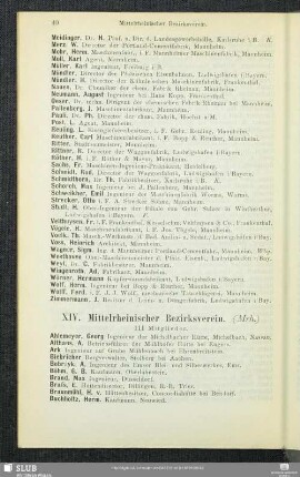 XIV. Mittelrheinischer Bezirksverein.