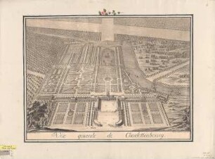 Vogelschaubild von Charlottenburg (Berlin), Kupferstich, 1717 : Vüe generale de Charlottenbourg / Eosander de Göthe invent. Martinus Engelbrecht sculpsit Berlin. - [Frankfurt] : [Carl Gustav Merians seel. Erben] , [1717]. - 1 Vogelschaubild : Kupferst. ; 59 x 41 cm