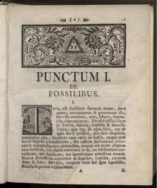 Punctum I. De Fossilibus.