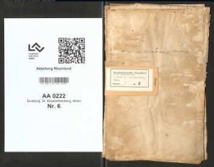 Staatsarchiv- Repertorium: Archiv des Nonnenklosters Elisabethenberg zu Duisburg