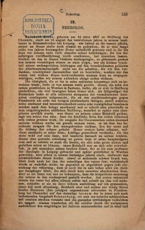 Nekrolog (auf Reinhold Klotz.) : (Aus den "Jahrbüchern für Philologie Bd. 104.)