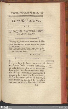 Considérations Sur Quelques Particularités du Regne végétal