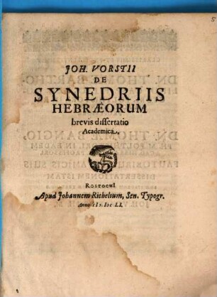 De synedriis Hebraeorum : brevis diss. acad.