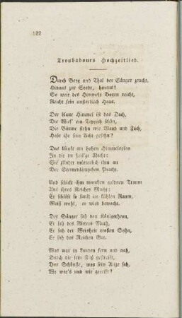 Troubadours Hochzeitlied.