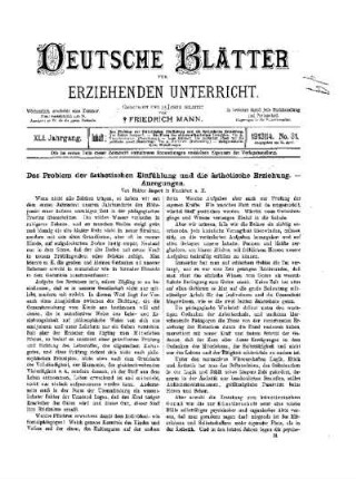 Das Problem der ästhetischen Einfühlung und die ästhetische Erziehung - Anregungen