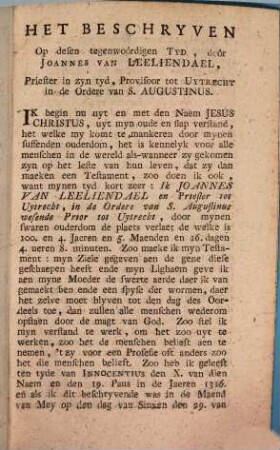 De Alderoudste Autentique Stukken, Oft Zedige Voor-Zegging Op Desen Tegenwoordigen Tyd