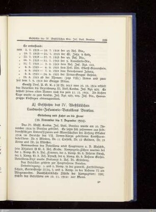 A) Geschichte des IV. Westfälischen Landwehr-Infanterie-Bataillons Breslau