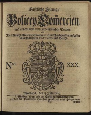 Nro. XXX, Montags, den 25. Julii 1735