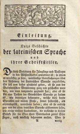 Muster der Lateinischen Sprache, aus den alten Schriftstellern derselben : sammt einer kurzen Geschichte dieser Sprache und ihrer Schriftsteller ; zum Gebrauche der katholischen Schulen Deutschlands