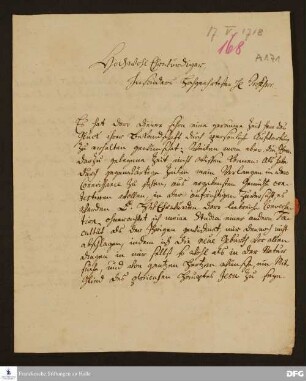 Brief von Adolph Friedrich Pogwisch an August Hermann Francke.