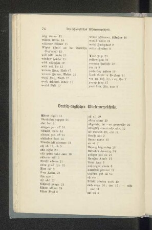 Deutsch-englisches Wörterverzeichnis.