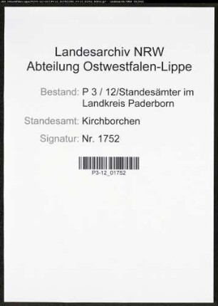 Heiratsregister Standesamt Kirchborchen