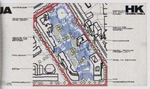 Gewerbe- und Hotelerweiterung Uhlandstraße/Kantstraße/Fasanenstraße (nicht realisiert) – Isometrische Projektion. Berlin-Charlottenburg/Wilmerdorf, Uhlandstraße 190-194, Kantstraße 15, Fasanenstraße 6