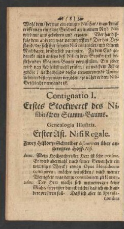 Contignatio I. Erstes Stockwerck des Nisibitischen Stamm-Baums. Genealogia Illustris.