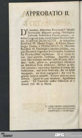 Approbatio II.