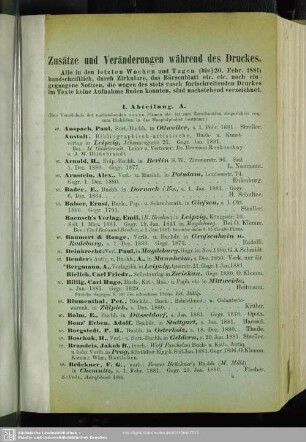 Zusätze und Veränderungen während des Druckes