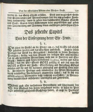 Das zehende Capitel Von der Einseegnung derer Ehe-Leute