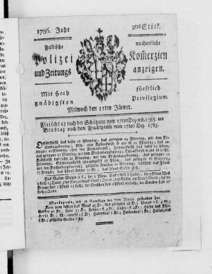 2tes Stück., Ausgabe vom 11. Januar 1786