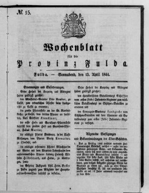 Nr. 15, Ausgabe vom 13. April 1844