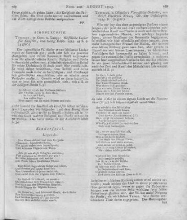 Kraus, E. F.: Vermischte Gedichte. Tübingen: Osiander 1825